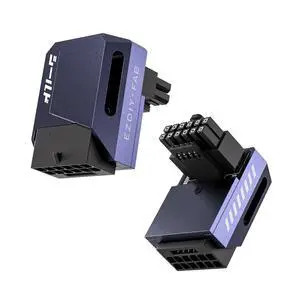 PCIe 5.0 Adapter - 600W 12+4pin,16pin 12VHPWR GPU Power Connector,12V-2x6 GPU Adapter,90 Degree Right Angle - Compatible with RTX 3090Ti, 4070Ti, 4080, 4090 GPU - STD Type, Purple, 1 Pack