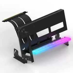 PCIe 4.0 GPU Mount Bracket with ARGB LED Module, Multi-Angle Adjustment with Riser Cable, Compatible to RTX4090, 4080, 4070ti- Black