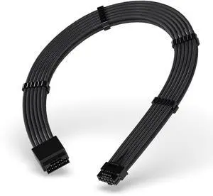 BUCIER GPU Power Sleeved Cable Extension, 16pin(12+4) 12VHPWR PCIe 5.0 Connector Male to Female for RTX 3090Ti 4070Ti 4080 4090, with Cable Combs-16AWG/Black