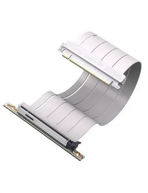 BUCIER PCIe 5.0 X16 Riser Cable,128GB/s Bandwidth, for RTX 50/40 & RX 9000/7000 GPUs, PCIe Extension Card, Backward Compatible with PCIe 4.0/3.0,Vertical GPU Mount,Right Angle-30cm,White