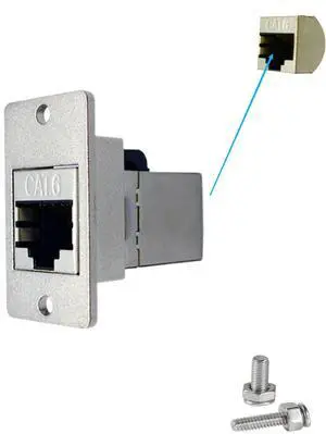 BUCIER RJ45 Network Adapter Rectangular Panel Mount 8P8C Female to Female Cat5/5e/6 Ethernet LAN Cable Connector in-line Shield Industrial Panel Socket Coupler Silver