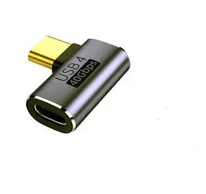 BUCIER USB C 90 Degree Adapter 40Gbps Right Angle USB 4 Adapter Type C Male to Female Side Bend Extender PD 100W Fast Charging 8K@60Hz for Laptop,Tablet,Type C Device