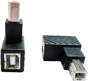 BUCIER 90 Degree USB 2.0 Type B Printer Adapter,USB 2.0 B Male to Type B Female Left Angle Print and Data Transfer Extension Connector for Printer Scanner Fax HDD 2 pcs