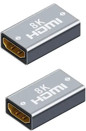BUCIER HDMI Coupler Female to Female 8K HDMI Adapter Extension Cable Connector 3D HDR Aluminum Alloy for HDTV PC Monitor Projector Laptop 2Pack