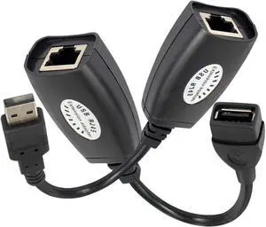 BUCIER USB to RJ45 Extension Adapter Over RJ45 Ethernet LAN Splitter Cable USB 2.0 Extender Over Cat5/Cat5e/Cat6 Cable Connector Adapter up to 150ft 1 Pair