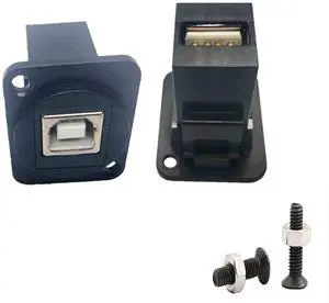 BUCIER USB 2.0 D Panel Mount Connector USB B to USB A Adapter Solderless Socket Female to Female Converter Data Transfer for Audio Video Optoelectronic Network