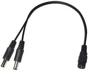 BUCIER DC Y Splitter Cable 1 Female to 2 Male 5.5mm x 2.1mm DC Power Extension Adapter Cable for Surveillance,Camera,Router 30cm/11.81inch 2pcs