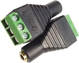 BUCIER 3.5mm 1/8" 3 Pole Female Jack TRS Stereo Audio Video to 3 Screw Terminal Female Headphone Replacement Solderless AUX Balun Converter Adapter 2-Pack