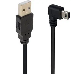 BUCIER 90 Degree Mini USB Cable Angle Mini 5pin USB B Male to USB 2.0 Male Data Sync Charging Extension Cable for GPS Dash Cam Black Right Angle 4.9FT