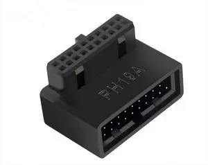 BUCIER USB 3.0 90 Degree Motherboard Adapter 19 Pin/20 Pin Male to Female Extension Adapter L Turn Right Angle Socket for Desktop Motherboard (Up Angle PH19A)