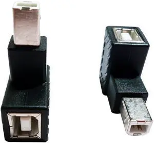 BUCIER 90 Degree USB 2.0 Type B Printer Adapter,USB 2.0 B Male to Type B Female UP Angle Print and Data Transfer Extension Connector for Printer Scanner Fax HDD 2 pcs