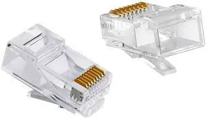 BUCIER RJ45 Cat 6 Non-Pass Through Network Plug Connector 8P8C Cat 6/6E RJ45 Gold Plated Ends for Stranded UTP Solid Network Cable 20 PCS