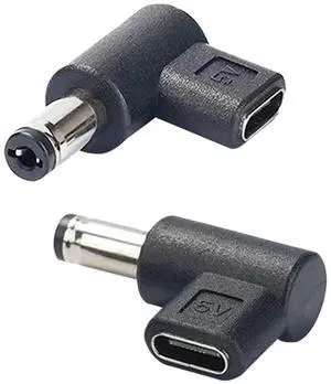 BUCIER DC5521 to Type-C 90 Degree Adapter DC 5.5mmx2.1mm Male Plug to USB C Female Converter 5V Power Supply Charge Adapter for LED Lamp Projector Sound Camera Router 2pcs