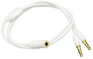 BUCIER 3.5mm Headphone Audio Splitter 1 Female to 2 Male TRS Y 3.5mm Splitter Cable Gold-Plated Stereo Jack for PC Smartphone MP4 Earphone Mp3 Speaker 19.68 inch 0.5m White
