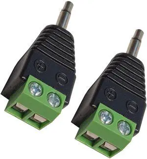 BUCIER 3.5mm TS Mono Male to 2 Pin Screw Terminal Female 1/8 Inch TS Audio Plug AUX Headphone Solderless Balun Converter Adapter 2 Pack BUCIER 3.5mm TS Mono Male to 2 Pin Screw Terminal Female 1/8 Inch TS Audio Plug AUX Headphone Solderless Balun Converter Adapter 2 Pack