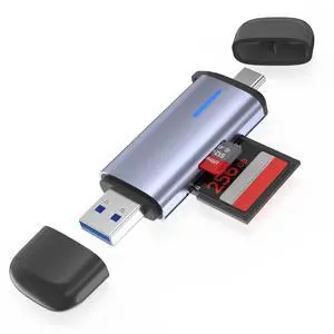 BUCIER USB 3.0 SD Card Reader, 5Gbps 2-in-1 Type-C & USB-A Dual Slot Memory Card Reader for SD/Micro SD/SDHC/SDXC/MMC/UHS-I, Compatible with iPhone 16/15, MacBook, iPad, Android, PC, Laptop, Camera