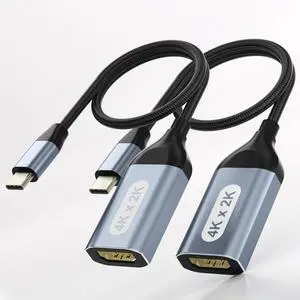 BUCIER USB C to HDMI Adapter, Thunderbolt to HDMI Adapter 4K Cable, USB Type-C HUB for Laptop MacBook Pro/Air, iPhone16/15 Pro Max, Dell XPS, HP, Thinkpad, Etc. (2 Pack)