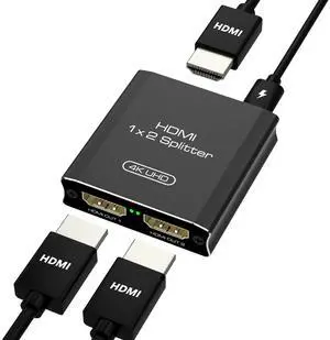 HDMI Splitter 1 in 2 Out, 4K HDMI Splitter for Dual Monitors (Not for Extended Display, Mirror Only/Copy Mode), Sends Same Content to 2 Screens, Works with Laptop, TV, Monitor(HDMI Cable Not Included)