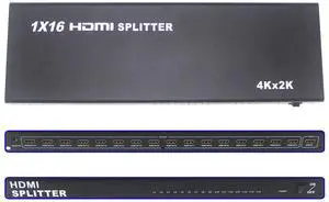 BUCIER 16 Port HDMI Splitter 1x16 Full HD 1080P HDMI 1.4 Splitter with Switcher Converter Support 4KX2K 3D Digital Audio Format-Black
