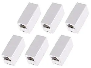 BUCIER 6 Pack RJ45 Coupler Cat6/Cat5e Ethernet Cable Extender Adapter Female to Female (White) (6 Pack)