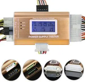 BUCIER 20+4 Pin LCD Computer Power Supply Tester for SATA IDE HDD ATX ITX BYI Connectors-Golden