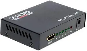 BUCIER HDMI Splitter 1 in 4 Out 4 Port 1x4 Full HD 1080P HDMI 1.4 Splitter with Switcher Converter Support 3D 2K 4K Digital Audio Format