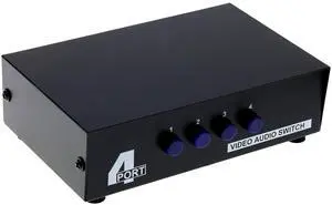 BUCIER 4 Port Input 1 Output Audio Video AV RCA Switch 4 Ways Selector Splitter Box