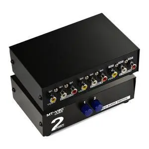 BUCIER 2 Way AV Switch RCA Switcher 2 in 1 Out Composite Video L/R Audio Selector Box for DVD STB Game Consoles-Black