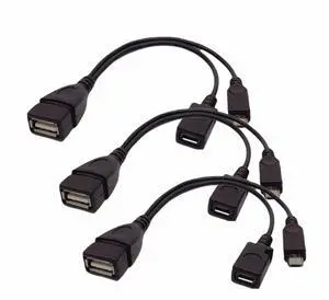 BUCIER [3 Pack] USB Port Adapter,2 in 1 Micro USB OTG Cable with Micro USB Power for FireStick 4K, Replacement for Amazon Fire-TV, Compatible with LG Samsung Android Phone Tablet etc-Black