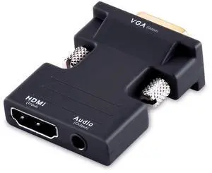BUCIER Active 1080P Female HDMI to VGA Male Converter Adapter Dongle with 3.5mm Stereo Audio Portable HDMI Connector for Laptop PC PS3 Xbox STB Blu-ray DVD TV Stick