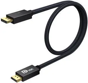 BUCIER 16K Displayport Cable 2.1, Short DP Cable 3.3ft [16K@60Hz, 8K@120Hz, 4K@240Hz/165Hz], DisplayPort 2.1 Cable Support HDR, HDCP 2.2, 3D, ARC, Compatible with Gaming Monitor, TV and More (3.3ft)