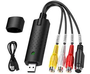 BUCIER USB Audio Video Converter, VHS to Digital Converter, Video Capture Card Digitize from Analog Video VCR VHS DVD, for Windows 7 8 10