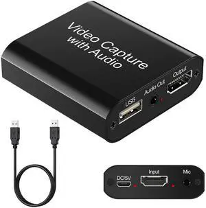 BUCIER Audio Video Capture Card with Mic, 4K HDMI Loop-Out & 1080P 60FPS Video Recorder for Gaming/Live Streaming/Broadcasting/Video Conferences, Works with Nintendo Switch/PS4/PS5/Xbox/OBS/Camera/PC