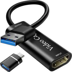 BUCIER Video Capture Card, Video Recording Card Wonderful 4K HDMI to 1080P USB C for Gaming Streaming TV Recorder, for Windows Mac OS System with USB C Adapter to Adjust PS4, Switch, Xbox1