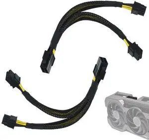 BUCIER 8 Pin PCIe Splitter Cable, 2-Pack PCIe 8 Pin Female to Dual 2X 8 Pin (6+2) Male Power Adapter, 8-inch Braided Y-Splitter Power Extension Cable for GPU Graphics Card
