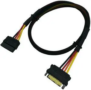 BUCIER SATA Power Extension Cable Long, M/F Serial ATA HDD Hard Drive Adapter Sleeved 24-inch(60CM)