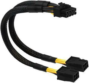 BUCIER 6 Pin to 8 Pin GPU Adapter, Dual 6 Pin Female to 8 Pin Male GPU Power Sleeved Cable 9.5-inch(24cm)