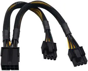 BUCIER 8 Pin PCIe Splitter Cable, GPU VGA PCIe Female to Dual 8 Pin (6+2) Male PCI Express Power Adapter Braided Extension 9 inches (23cm)