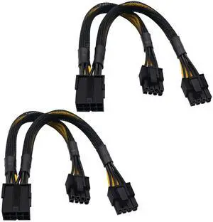 BUCIER (2-Pack) 8 Pin PCIe Splitter Cable, GPU VGA PCIe 8 Pin Female to Dual 8 Pin (6+2) Male PCI Express Power Adapter Braided Extension 9 inches (23cm)