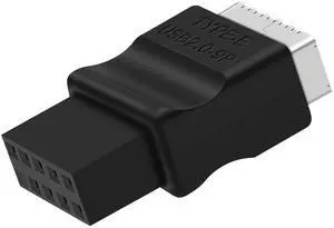 BUCIER USB 2.0 to USB 3.2 Gen 1 Header Extension Adapter for Mainboard with Type E Key-A Female Front Panel Socket to 9 Pin Header Internal Conversion Adapter Black