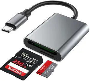 BUCIER USB C SD TF Card Reader, 2-in-1 Micro SD Memory Card Reader for TF SD/Micro SD/SDHC/SDXC/MMC/Card, USB 3.0 SD Card Reader Type C Compatible with iPhone 15, Samsung Galaxy, MacBook, iPad, Camera