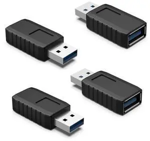 BUCIER USB Coupler Male to Female 4Packs USB 3.0 Type A Adapter Superspeed 5Gbps USB Port Extension Connector Bridge Compatible with Laptop Computer Hard Drive Printer Camera