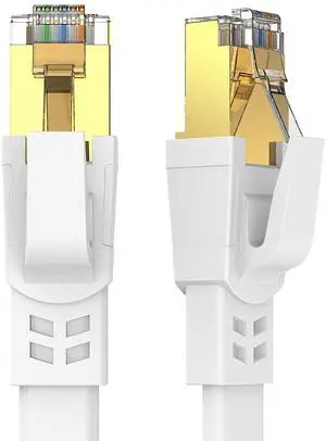 BUCIER Cat8 Ethernet Cable 100FT, High Speed Outdoor and Indoor Available Cat8 Network Cable - 40Gbps, 2000Mhz, Gold Plated RJ45 Connector - 30M, White