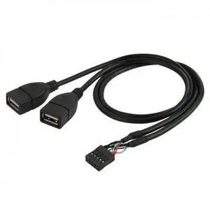 BUCIER USB 10 Pin 9Pin Motherboard Female Header to Dual USB 2.0 Female Adapter Cable 50cm