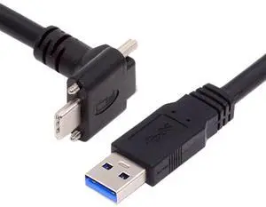 BUCIER Down Up Angled USB 3.1 Type-C Dual Screw Locking to Standard USB3.0 Data Cable 90 Degree Compatible for Camera (2.0M)