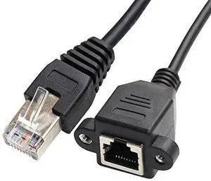 BUCIER RJ45 8P8C FTP STP UTP Cat 5e Male to Female LAN Ethernet Network Extension Cable with Panel Mount Holes 30cm BUCIER RJ45 8P8C FTP STP UTP Cat 5e Male to Female LAN Ethernet Network Extension Cable with Panel Mount Holes 30cm