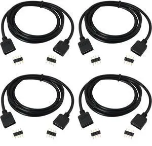 BUCIER 4PCS 4 Pin LED Connector RGB Extension Cable LED Strip Connector Extension Cable Cord Wire for Lamp Strip Conversion RGB LED Light Strip