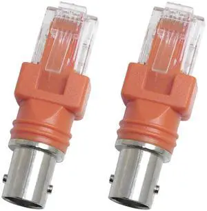 BUCIER 2PCS BNC to RJ45 Cable Adapter Network Crystal Head Orange Core Pure Copper Tinned Connector Coupler Adapter for Data Transmission Video Surveillance