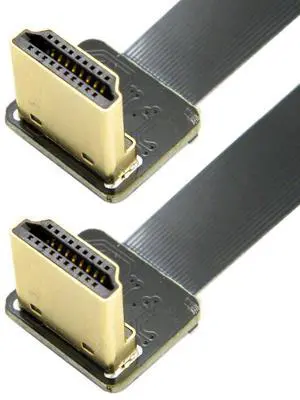 BUCIER Dual 90 Degree Down Angled HDMI Type A Male to Male HDTV FPC Flat Cable 20cm for FPV HDTV Multicopter Aerial Photography