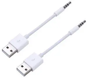 BUCIER 2pcs/lot USB Type A Male to Aux 3.5mm Male Cable Audio Plug Connector Headphone Cables Compatible with Shuffle 3rd, 4th, 5th, 6th and 7th Generation
